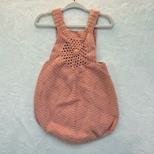 Kate Quinn Pink 100% Cotton Crochet Bubble Romper 18-24M Cottagecore READ